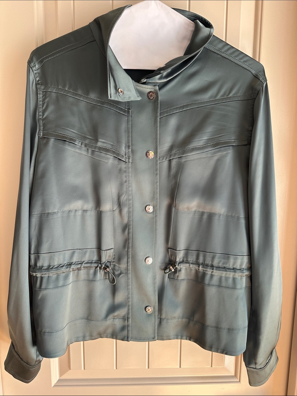 White House Black Market Slate Green Utility Jacket. Great Green color